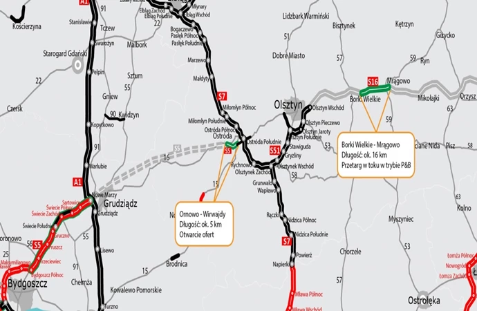{Osiem firm jest zainteresowanych budową drogi ekspresowej S5 w okolicach Ostródy.}